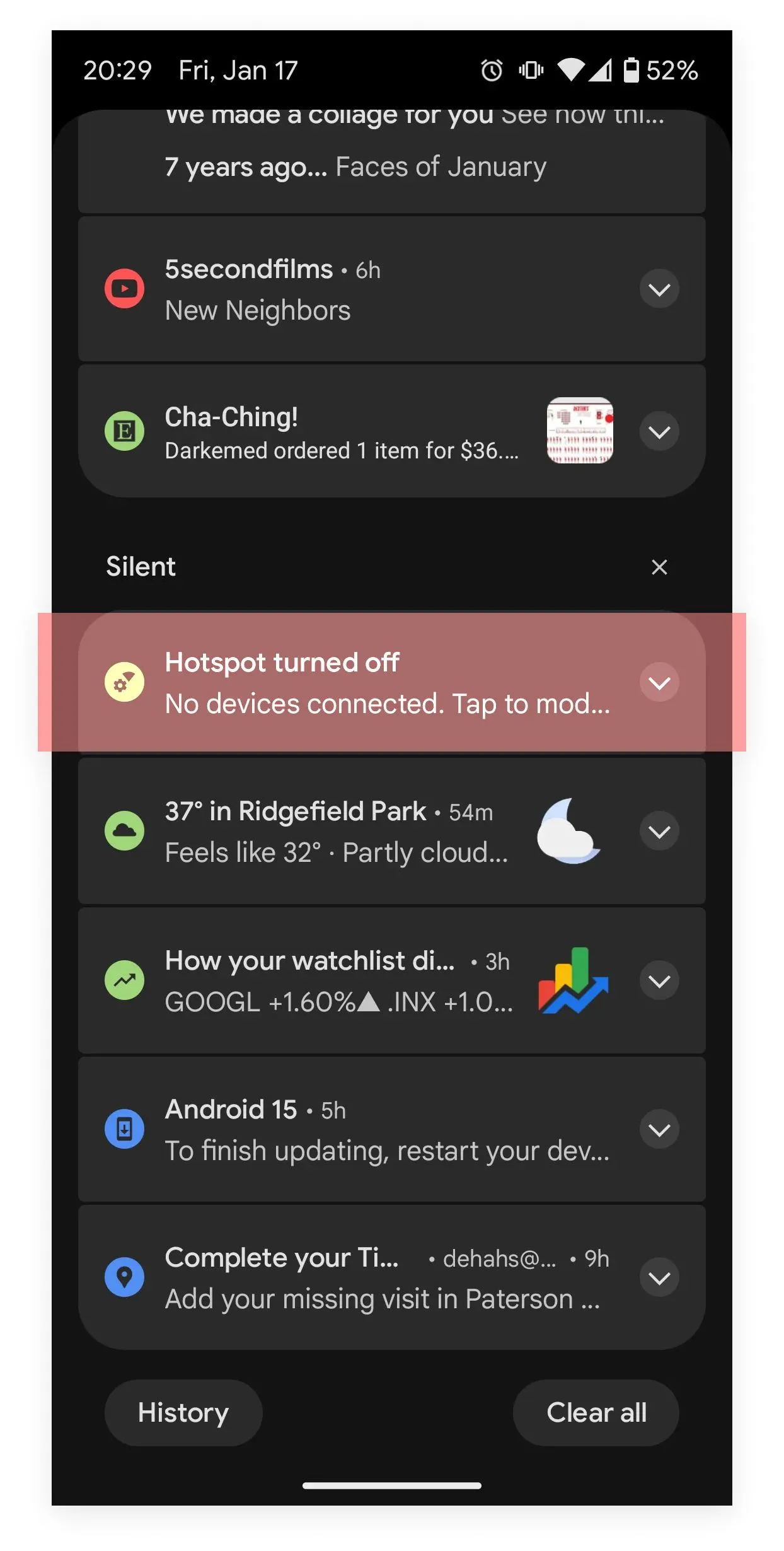 My phone notifications showing that my hotspot was automatically turned off.